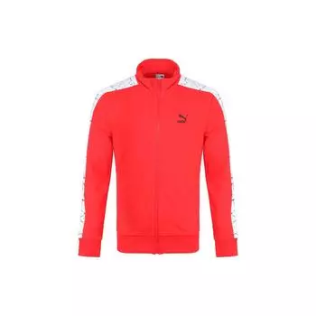 Puma Повседневная мужская куртка с цветным принтом и логотипом в стиле ретро, с воротником-стойкой, красная 574831-05 L