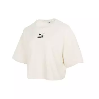 Puma Повседневная спортивная дышащая футболка с вышитым логотипом и круглым вырезом с короткими рукавами, женские топы Off-White 533212-73 XL