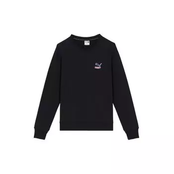 Puma Повседневная толстовка с круглым вырезом и буквенным логотипом, женская толстовка, черная 535044-01 M