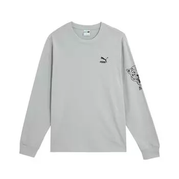 Puma Повседневная удобная футболка с длинным рукавом для фитнеса и бега унисекс серо-белая 621831-19 S