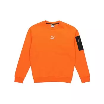 Puma Повседневный свободный флисовый пуловер, мужские топы, огненно-оранжевый 530291-23 XL