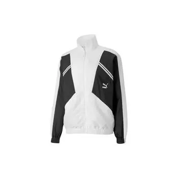 Puma Printed Color Block Повседневная спортивная куртка Мужская Верхняя одежда Белый 597368-02 XXL