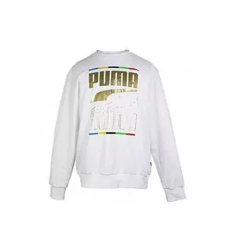 Puma Printed Crew Neck Casual Sweatshirt Мужская толстовка Белый 585267-02 XL