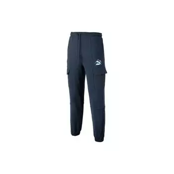 Puma Прямые спортивные брюки с принтом и завязками, мужские, серые 537426-80 L