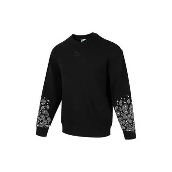 Puma Пуловер с круглым вырезом и принтом логотипа, топы унисекс, черный 539522-01 L