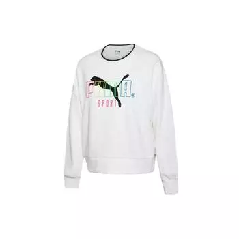 Puma Пуловер с принтом логотипа Sport Crew, женские топы, белый 598128-02 L