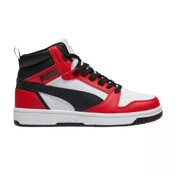 Puma Rebound V6 Mid Big Kid White Black For All Time Red Kids кроссовки 393831-03 36