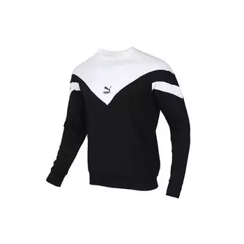 Puma Round Neck Knitted Pullover Sweatshirt Men Tops Black White 595953-01