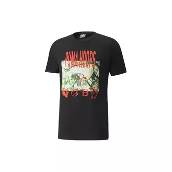 Puma Мужская футболка с коротким рукавом с круглым вырезом и принтом, черные 532361-13 M