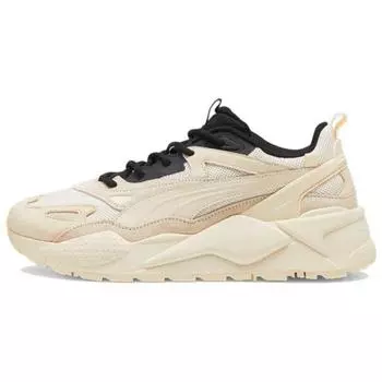 Кроссовки унисекс из ткани с круглым носком и шнуровкой Puma Rs-X, нескользящие, унисекс, бежевые, черные 390776-30 36