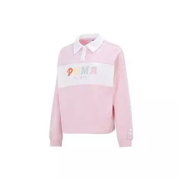 Puma Рубашка поло с длинным рукавом и цветным принтом логотипа Женские топы Розовый 536093-16 M