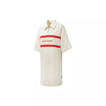 Puma Select Mmq Series Color Block Striped Casual Sports Polo Dress Women Dresses White 536542-65 M