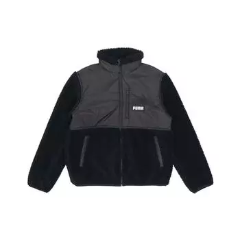 Puma Sherpa Fleece Color Block Спортивная куртка с воротником-стойкой и логотипом Мужская верхняя одежда Черный 846325-01 M