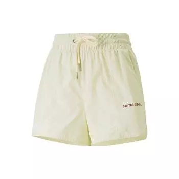 Puma Шорты Team Shorts, однотонные, с вышитым логотипом, на шнурке, стандартные, женские шорты, белые 620598-65 S