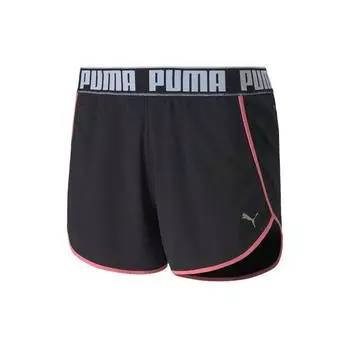 Puma Шорты женские с эластичной завязкой и плетеными буквами, черные 519043-01 M