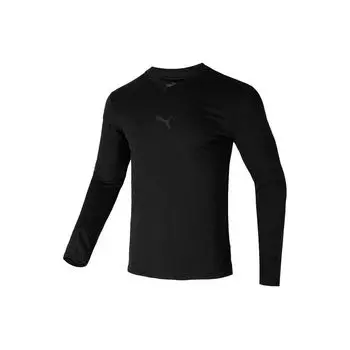 Puma Однотонная повседневная футболка для бега, фитнеса, тренировок, удобная, отводящая пот, дышащая, с V-образным вырезом и длинным рукавом, мужские топы, черная 658777-03 S