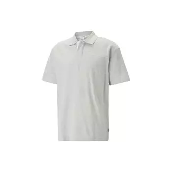 Puma Solid Color Casual Short Sleeve Polo Shirt Unisex tops Light-Mixed-Gray 620371-04 L