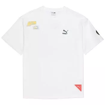 Puma Solid Color Letter Logo Casual Sports Short Sleeve T-Shirt Men Tops White 537038-02