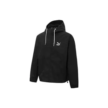Puma Однотонная куртка с капюшоном и кулиской с логотипом Куртка унисекс Черный 537523-01 L