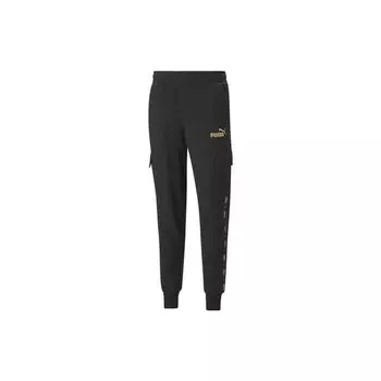 Puma Однотонные повседневные спортивные брюки с принтом логотипа и двумя карманами, мужские низы, черные 674359-01 L