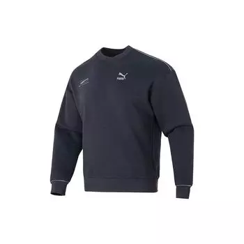Puma Однотонный спортивный свитер с круглым вырезом, унисекс, свитшот, темно-синий 625075-17 S