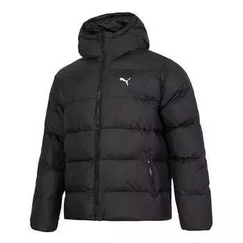 Puma Solid Color Windproof Sports Casual Comfortable Hooded Long Sleeve Cotton Jacket Men jackets Black 684120-01 2XL