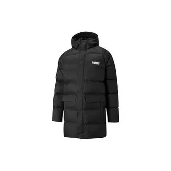 Puma Solid Down Longline Logo Мужская куртка-пуховик с капюшоном Верхняя одежда Черный 846326-01 S
