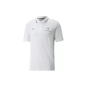 Puma Solid Fit Letter Print Short Sleeve Polo Shirt Men tops White 533377-02 M