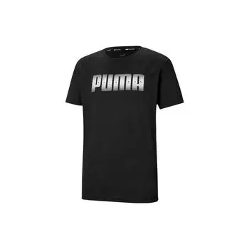 Puma Спортивная футболка с круглым вырезом Performance Logo Print Мужские топы Черные 520484-01 L