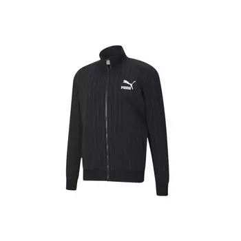 Puma Спортивная куртка в тонкую полоску на флисовой подкладке Мужские топы Черный 530177-01 XS