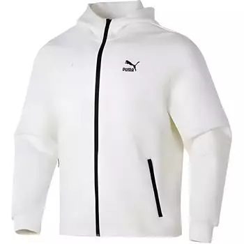Puma Спортивная повседневная куртка с капюшоном и длинным рукавом на молнии для мужчин, белая 625208-65 M