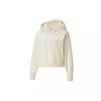 Puma Спортивная толстовка с капюшоном Iconic Logo с вышитым логотипом, однотонная, женская куртка цвета слоновой кости 532948-73 M
