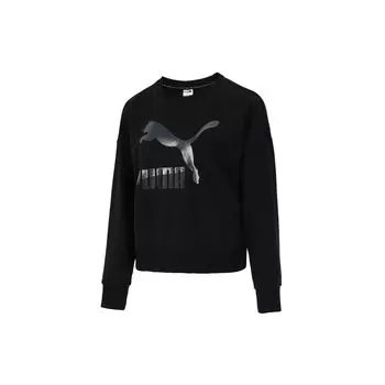 Puma Спортивная толстовка с круглым вырезом и цветным логотипом, женская толстовка, черная 531382-56 M