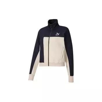 Puma Спортивная трикотажная куртка с воротником-стойкой, цветные блоки, женская куртка, синяя 598577-06 S