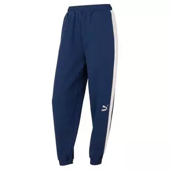 Puma Спортивные спортивные штаны в стиле ретро с заплатками и манжетами, средней посадки, дышащие трикотажные женские штаны для бега, синие 628132-14 XL
