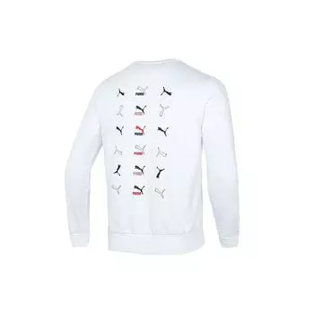 Puma Спортивный беговой повседневный пуловер с круглым вырезом, мужская толстовка белого цвета 533144-02