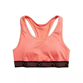Puma Спортивный бюстгальтер средней эластичности с цветными блоками, женское нижнее белье, кораллово-оранжевый 520303-24 XS