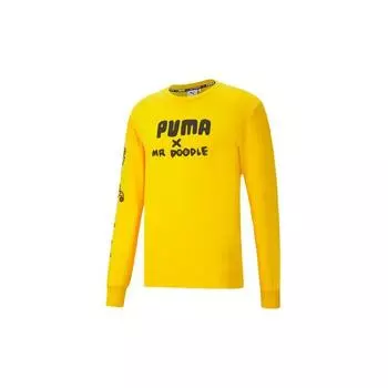 Puma Спортивный вязаный пуловер с круглым вырезом с принтом, мужские топы, лимонно-желтый 598682-99 XS