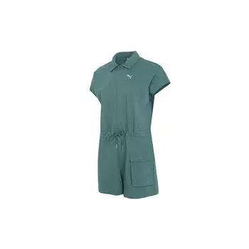 Puma Ss21 застежка-молния с завязками на талии и круглым вырезом свободные шорты комбинезон женский комбинезон зеленый 532849-45 M