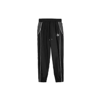 Puma SS23 Архивная серия с вышитым логотипом, затягивающимся шнурком, манжетами, повседневные брюки унисекс, черные 622785-01 M