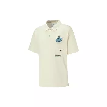 Puma Ss23 Dream Pack Series Цветочный принт Повседневная рубашка поло с коротким рукавом Унисекс Рубашки поло Чисто-белый 621824-47 M