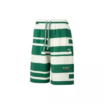 Puma Ss23 Dream Pack Series Полосатый принт Шнуровка Свободные повседневные шорты унисекс шорты Темно-зеленый 539987-37 L