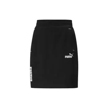 Puma Ss24 Sports Lifestyle Brand Letter Logo Print Удобная повседневная юбка А-силуэта для женщин, черные юбки 670959-01 XS