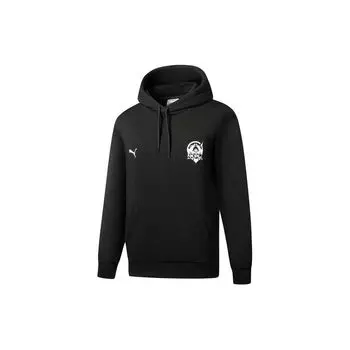 Puma Свитшот с принтом логотипа и букв, с капюшоном, на завязках, трикотажный свитер, мужская толстовка, черная 605766-01 S