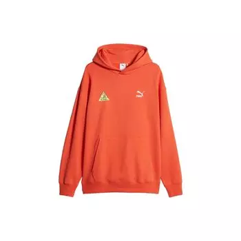 Puma Свободная флисовая повседневная толстовка с капюшоном Мужская толстовка с капюшоном Оранжево-красная 620845-39 S