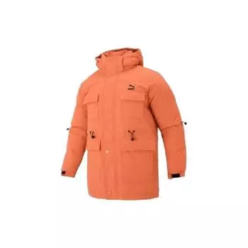 Puma Свободный теплый пуховик с принтом логотипа, унисекс, верхняя одежда, оранжевый 539760-79 XL