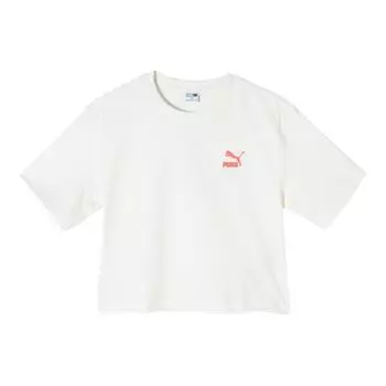 Puma Swxp Dancemania Футболка с логотипом свободного кроя с круглым вырезом и короткими рукавами Женские топы Белый 626862-65 L