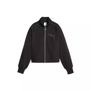 Puma T7 Спортивная куртка в стиле ретро с воротником-стойкой, женская куртка, черная 622251-01 S