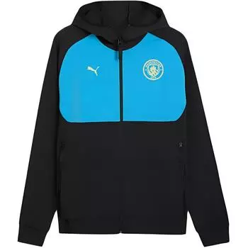 Puma Tech Логотип Значок Принт Цветной блок На молнии С капюшоном С длинным рукавом Куртка Мужская куртки Черный Синий 778759-53 S