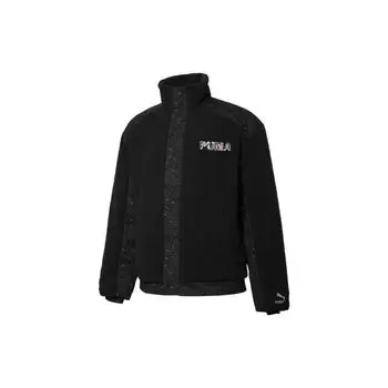 PUMA Теплая куртка с воротником-стойкой и буквенным принтом логотипа на флисовой подкладке Мужская куртка черная 534976-01 M
